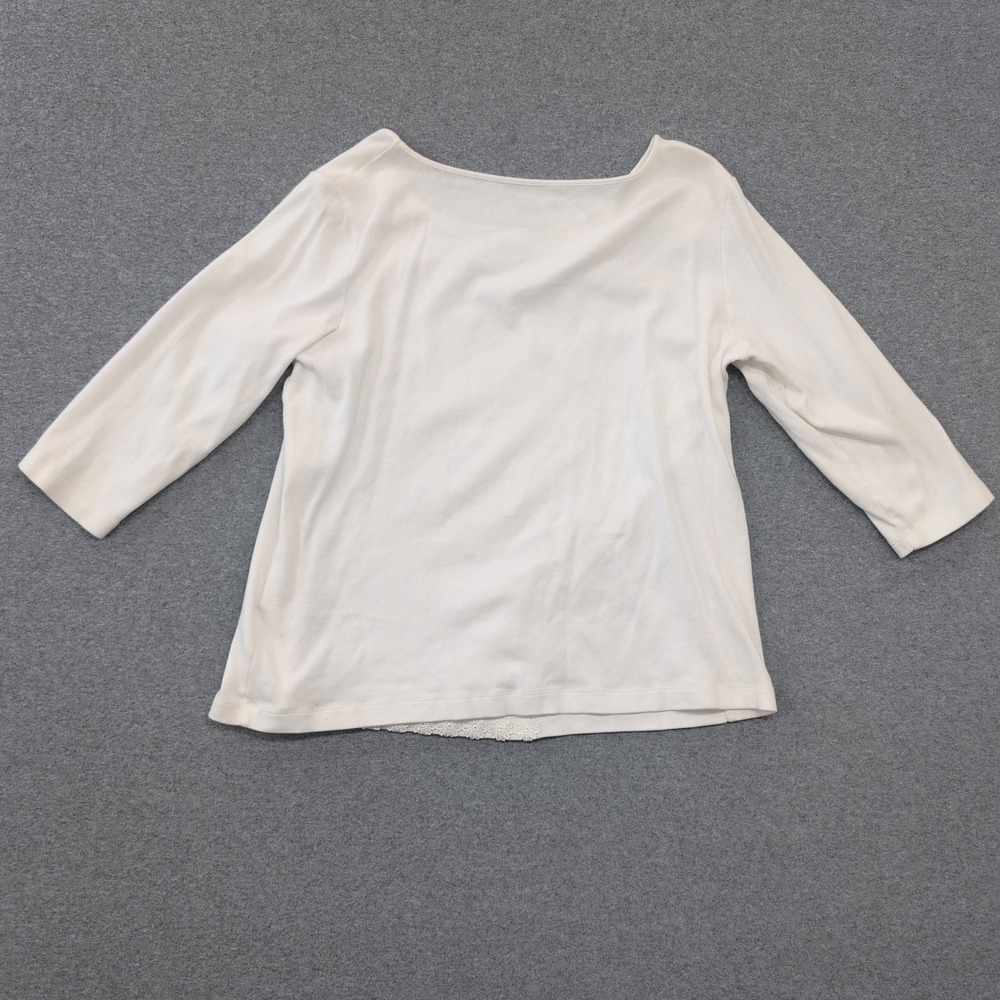 Talbots Woman Petite 1X White 3/4‎ Sleeve Lace Trimmed Tunic Top - Picture 5 of 5
